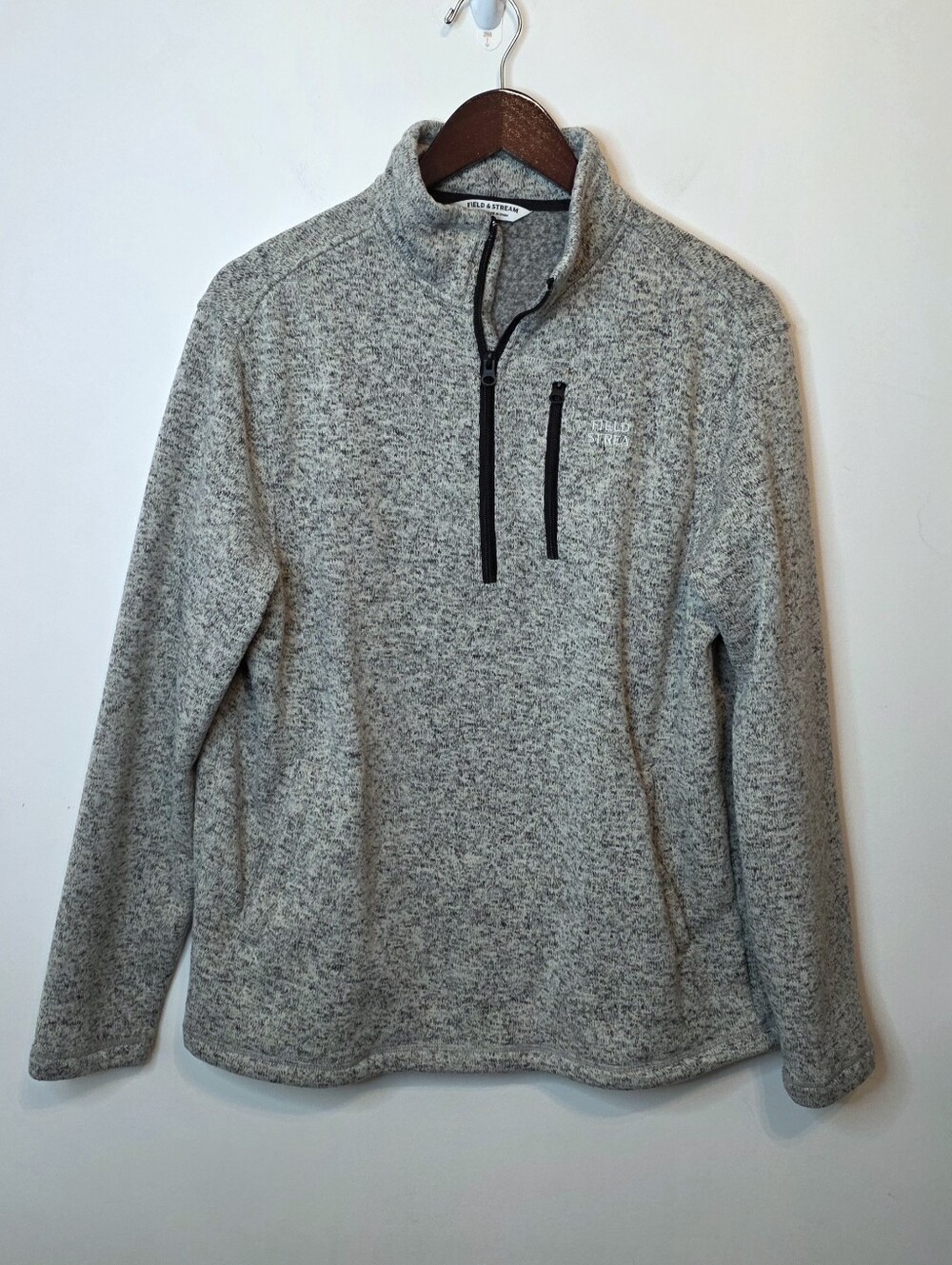 Field & Stream 1/4 Zip Speckled Gray Brown Fleece Gorpcore Cabincore Size Small